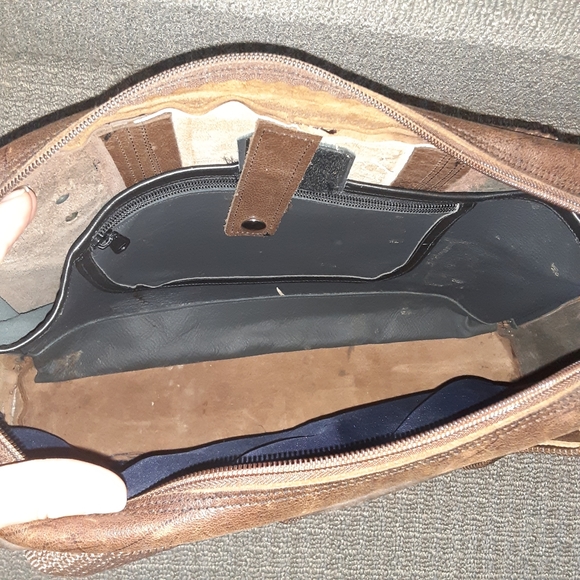 Vintage Genuine Leather Travel Tote Bag -Brown - Picture 6 of 6